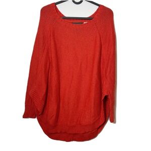 Guinevere Wool‎ Alpaca Blend Pullover Sweater Womens Red S Oversized Cable Knit